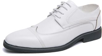 Generic Mens Tuxedo Dress Shoes Classic Lace-up Formal Oxfords (White,8.5)