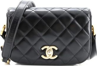 Chanel My Sweet CC Full Flap Messenger Bag Quilted Shiny Calfskin with Suede Mini crossbody bag - Zwart