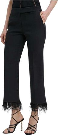 Michael Kors Pantalones de crep&eacute; el&aacute;stico con ribete de plumas desmontable - Trousers - Mujer - Negro - S