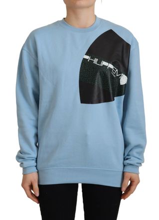 Philippe Model Womens Crew Neck Sweatshirt Graphic Print - Light Blue