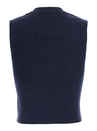 Brunello Cucinelli Womens V-Neck Vest Cashmere Blend Blue Blazers Jacket