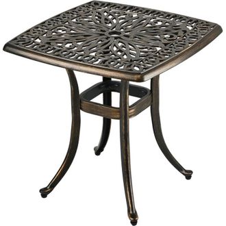 Relaxdays Tavolo da giardino Relaxdays con foro per ombrellone, HxLxP: 53x53x53 cm, alluminio, resistente, anticato, nero/bronzo