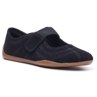 Hush Puppies Juno Su&egrave;de Sneakerina Leren Dames Zwarte Ballerinas