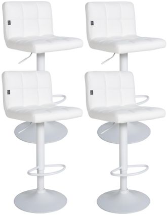 Clp Clp - Set De 4 Taburetes De Bar Feni En Polipiel Blanco Metal Blanco Mate