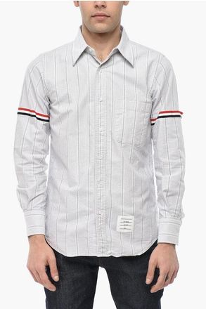 Thom Browne Striped Shirt With Pocket And Button-Down Collar size Xxs