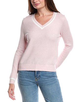 Forté Cashmere Thermal Tipped V-Neck Cashmere-Blend Sweater