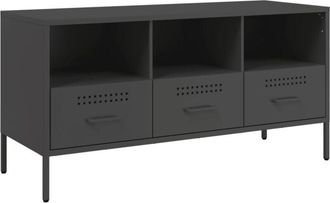 vidaXL Mueble para tv acero negro 100,5x39x50,5 cm Vidaxl