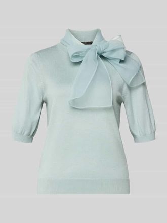 Zero Strickshirt mit Schluppe aus Chiffon in Hellblau, Gr&ouml;&szlig;e 34