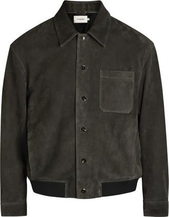 Frame Denim Bomber in pelle scamosciata - Grigio