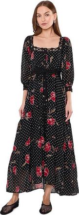 Free People Morning Meadows Long-Sleeve Maxi Dress Womens Dress Red Pop Combo : LG (Womens 12-14), Cotton