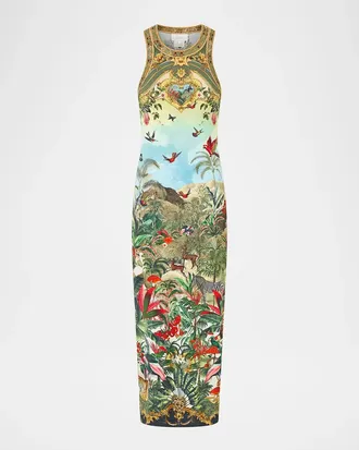 Camilla Printed Stretch Jersey Tank Maxi Dress