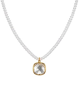 Jewelmak 14K White Topaz Necklace