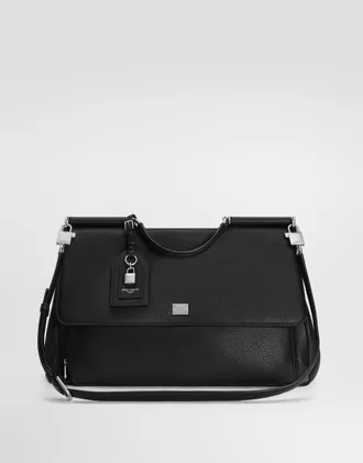 Dolce & Gabbana My Sicily Calfskin Handbag - Man Shoppers Black Onesize