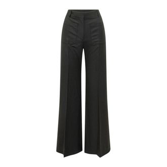 Victoria Beckham Alina Trouser - Dames - Wijde Broeken - Zwart - M - Wol - Broeken