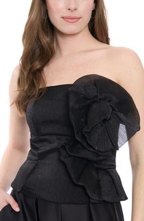 Muse Flower Organza Bustier in Black at Nordstrom Rack, Size 12