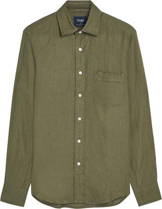 Drake's Drakes Linen Shirt - Khaki - XL