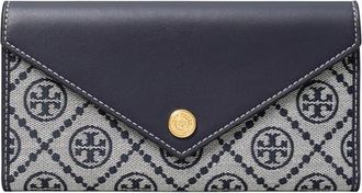 Tory Burch T Monogram Jacquard & Leather Trifold Envelope Wallet in Tory Navy at Nordstrom