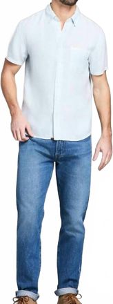 Billy Reid Short Sleeve Linen Tuscumbia Shirt Button Down In Air Blue