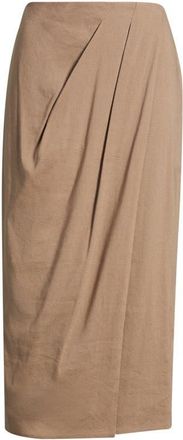 Nordstrom Linen Blend Wrap Midi Skirt in Brown Lentil at Nordstrom, Size Xx-Large