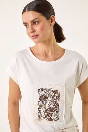 Roman Embroidered Crochet Panel T-Shirt