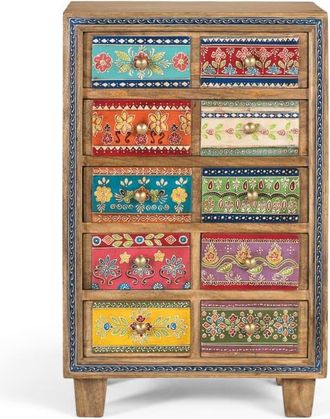 Giner&Colomer Mueble auxiliar con madera de mango y detalles pintados a mano