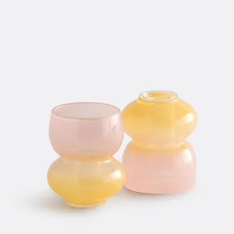 La Redoute Interieurs Set van 2 tweekleurige glazen kandelaars, hoogte 8 cm, Solia