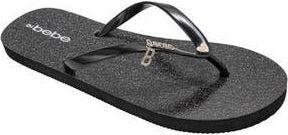 Bebe Glittery Thong Sandal in Black at Nordstrom Rack, Size 10