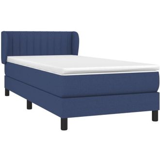 vidaXL Cama Box Spring Con Colch&oacute;n Tela Azul 80x200 Cm Vidaxl