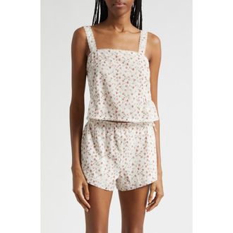 Poss&eacute; Charlotte Ditsy Floral Cotton Tank in Watercolour Floral at Nordstrom, Size Xx-Small