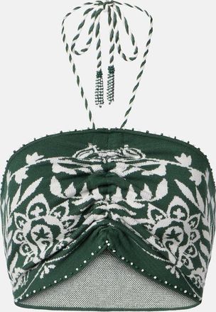 Farm Rio Beaded halterneck crop top