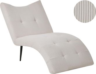 Beliani Chaise Longue Moderna Tapizado De Pana Sin Reposabrazos Con Capiton&eacute; Sala De Estar Gris Pardo Quilly