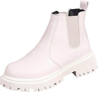 Generic Womens Chelsea Boots Water Repellent Slip On Walking Booties Solid Color Stylish Comfortable Casual Classic Ankle Boots Non-Slip Shoes