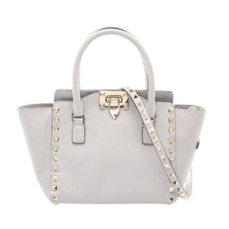 Valentino Pre-owned Handbags, female, Gray, Size: ONE SIZE Pre-owned Rockstud 2Way Handbag