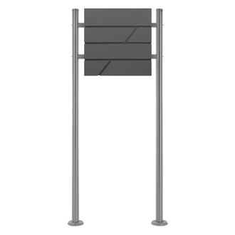 ML Design Ecd Germany Buz&oacute;n Correos De Pie 37 X 11 X 37cm Acero Dise&ntilde;o Moderno Antracita Y Soporte Plateado 120cm Altura Para El Portal Compartimiento Integrado