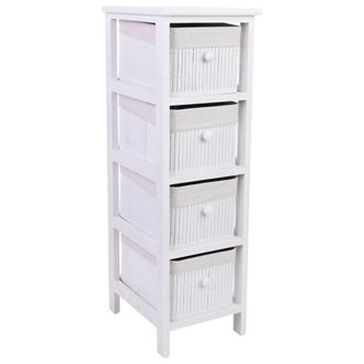 Wanderlust Deco Cajonera de madera con 4 cajones de bamb&uacute; forrados 26 x 32 x 81h cm