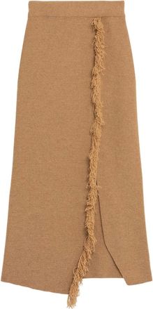 A Paper Kid fringed skirt - women - Merino/Cashmere - 40 - Neutrals