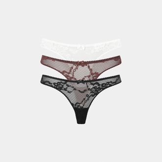 Lounge Blossom Lace Thongs (3-Pack) - Multi - XXL