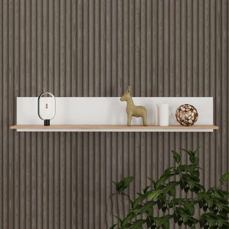 Dmora Estante Norbio, Un Estante, Estructura Color Mate, Estructura Color Roble, 138x20x24h Cm Blanco Mate