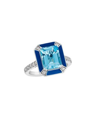 Le Vian Emerald Cut 14K 3.80 Ct. Tw. Diamond & Blue Topaz Cocktail Ring