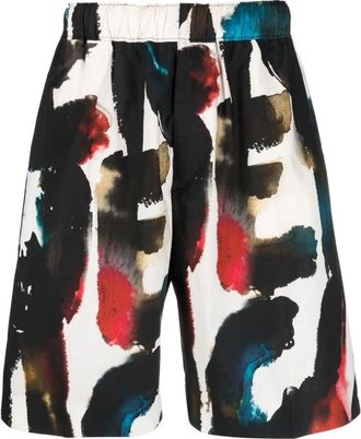 Alexander McQueen Logo-print Straight-leg Shorts - Heren - Korte Broeken - Veelkleurig - M - Katoen - Korte Broeken