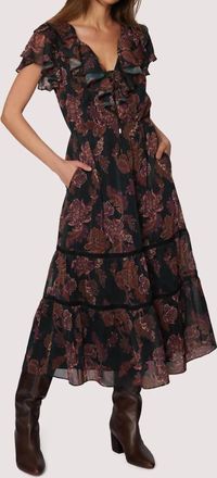 Lost + Wander Whispers Of Bohemia Midi Dress In Black Plum Floral