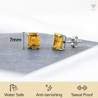 MAX + STONE 14k Yellow or White Gold Solitaire 7x5mm Gemstone Stud Earrings