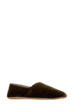 The Row Womens Dark Green Velvet Ponti Ballerinas Moss Ballerine Flat Shoes
