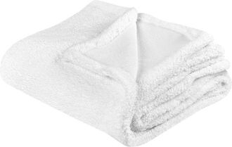 Beliani Manta De Poli&eacute;ster Blanco 125 X 150 Cm Piel Lana Oso Peluche Mirge