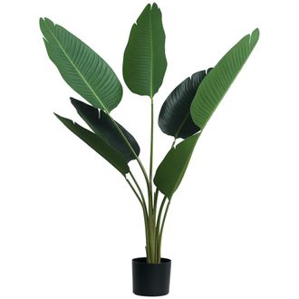 OUTSUNNY Planta De Decoraci&oacute;n Artificial De Palma &Aacute;rbol Realista Con Maceta 7 Hojas Para Interior &Oslash;15x120 Cm Verde