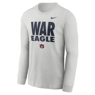 Nike Auburn Sideline Slogan Nike Mens Dri-FIT College Long-Sleeve T-Shirt in Grey | 02EW0BBAUN-H2B