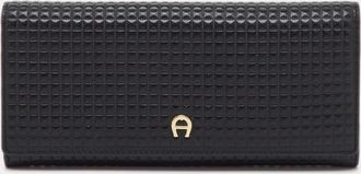Aigner Black Leather Flap Continental Wallet