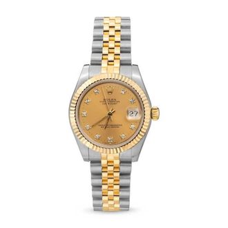 Rolex Pre-owned Rolex Datejust Automatic Diamond Champagne Dial Ladies Watch 68273 CDJ