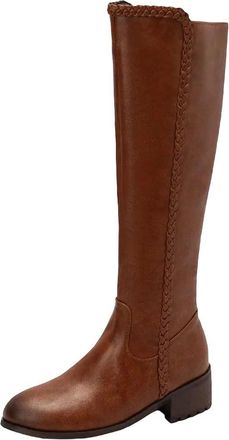 Generic Womens Vintage Riding Boots Low Heel Knee High Style Long Booties Winter Shoes Large Size