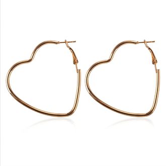 Generic Minimalist Women Alloy Heart Shape Big Circle Hoop Earring Party Jewelry Gift Convenient Design Multicolor
